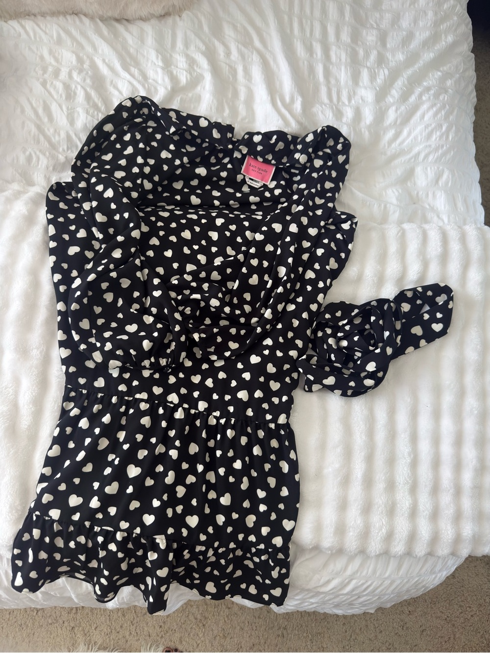 Kate Spade Black and White Heart Print Mini Dress